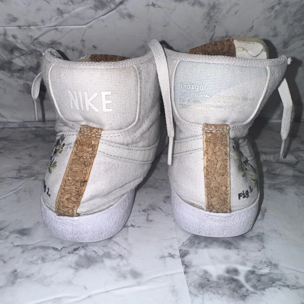 Preowned Nike Blazer Mid 77 Women 6.5 Indigo Trainers white blue floral project - Picture 11 of 11